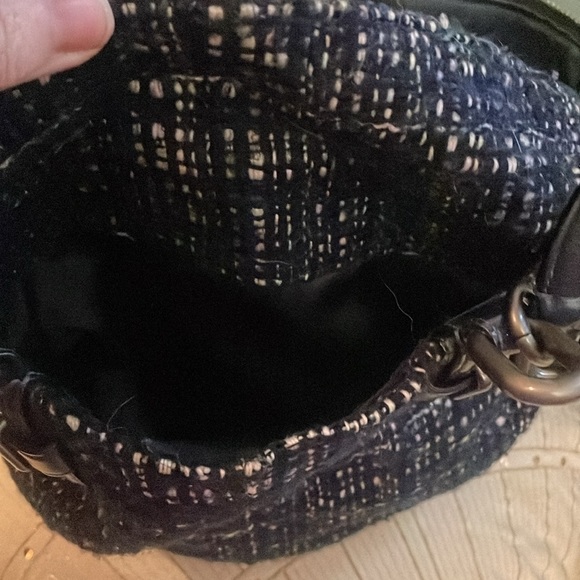 Coach Rare Navy Blue Tweed & Leather Satchel.  🔺FIRM🔺 - Picture 15 of 16